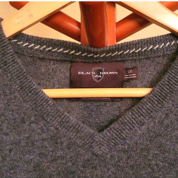 Black Brown 1826 Gray Cashmere Sweater - Picture 3 of 5